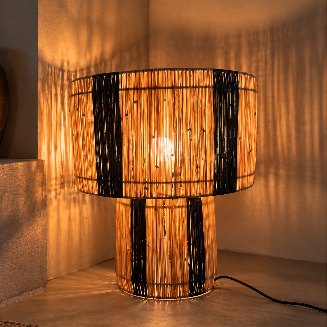 Bodenlampe aus Raffia "HABIBA"